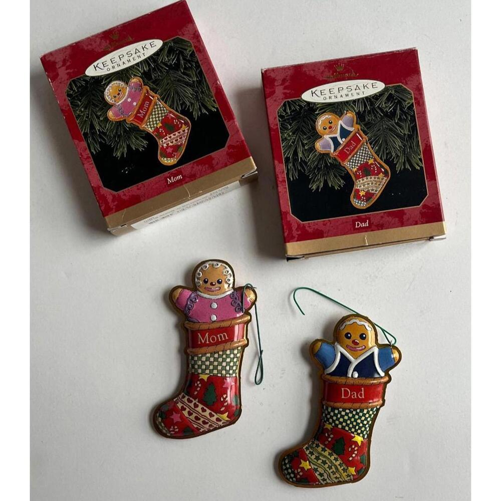 Vintage Gingerbread Cookie Stocking Ornament - Hallmark 1990s Keepsake